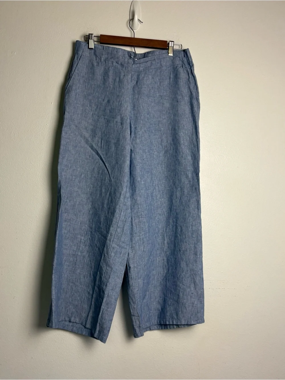J Jill 100% Linen Blue Wide Leg Pants Summer Coastal Classic Size Small - Picture 1 of 12